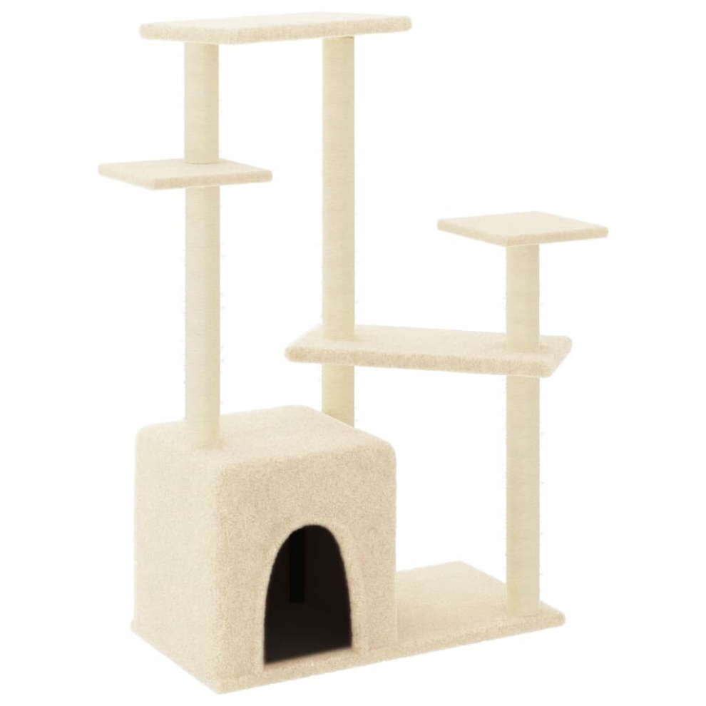 (cream) vidaXL Cat Tree Cat Tower with Sisal Scratching Posts Cat Cando Light Grey