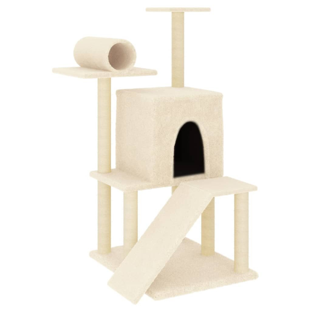 (cream) vidaXL Cat Tree With Sisal Scratching Posts Cat Scratch Tower Climber Cream