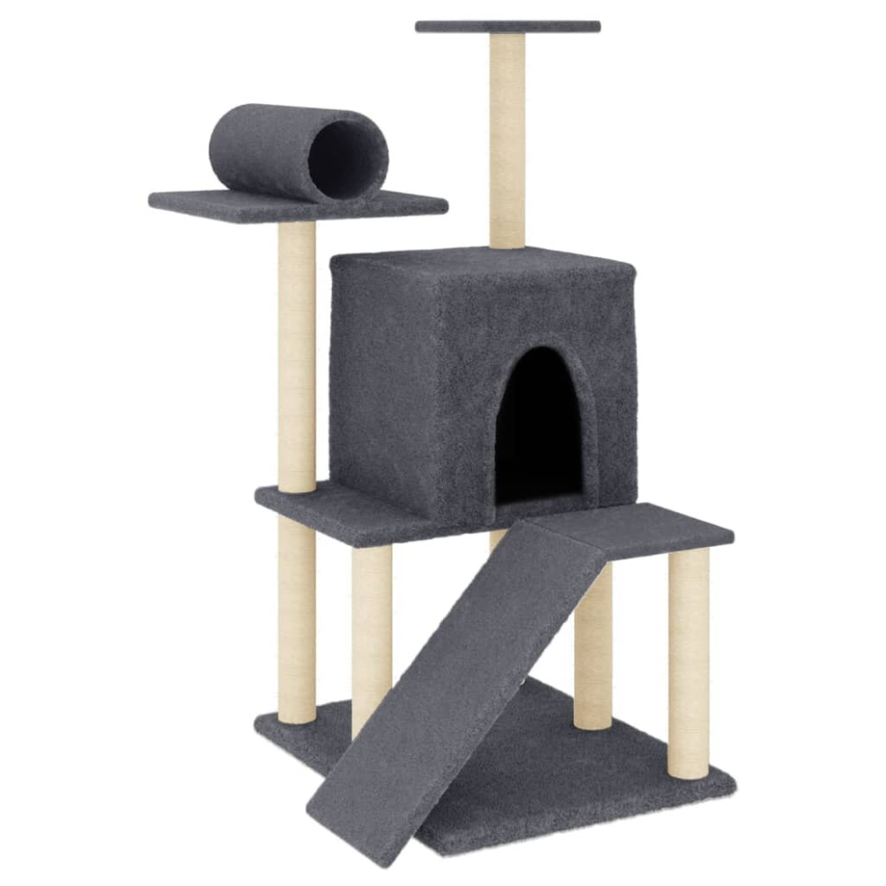 (dark grey) vidaXL Cat Tree with Sisal Scratching Posts Cat Scratch Tower Climber Cream