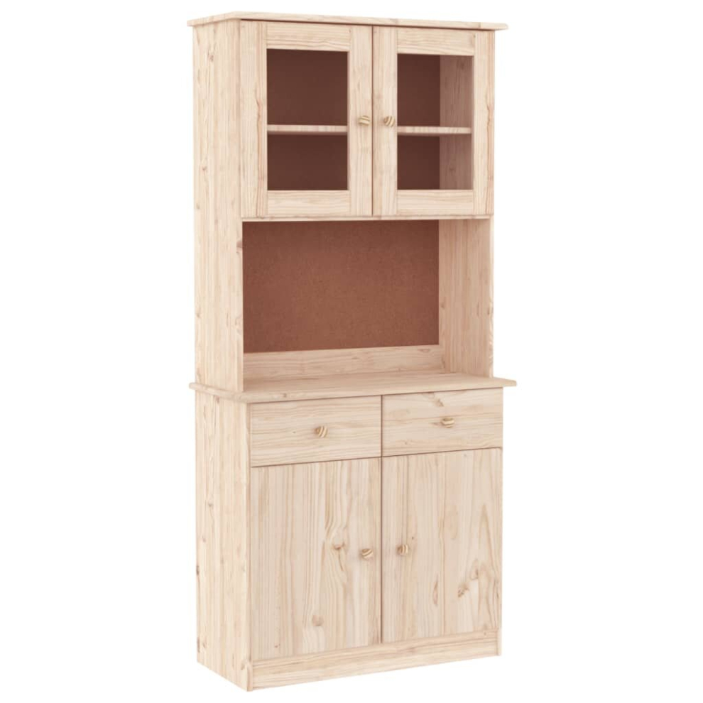 (brown) vidaXL Highboard Sideboard Side Cabinet Storage Cabinet Solid Wood Pine ALTA