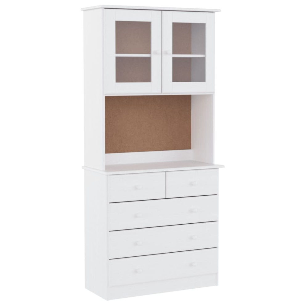Vidaxl (White) Highboard Sideboard Side Cabinet Storage Cabinet Solid Wood Pine Alta White