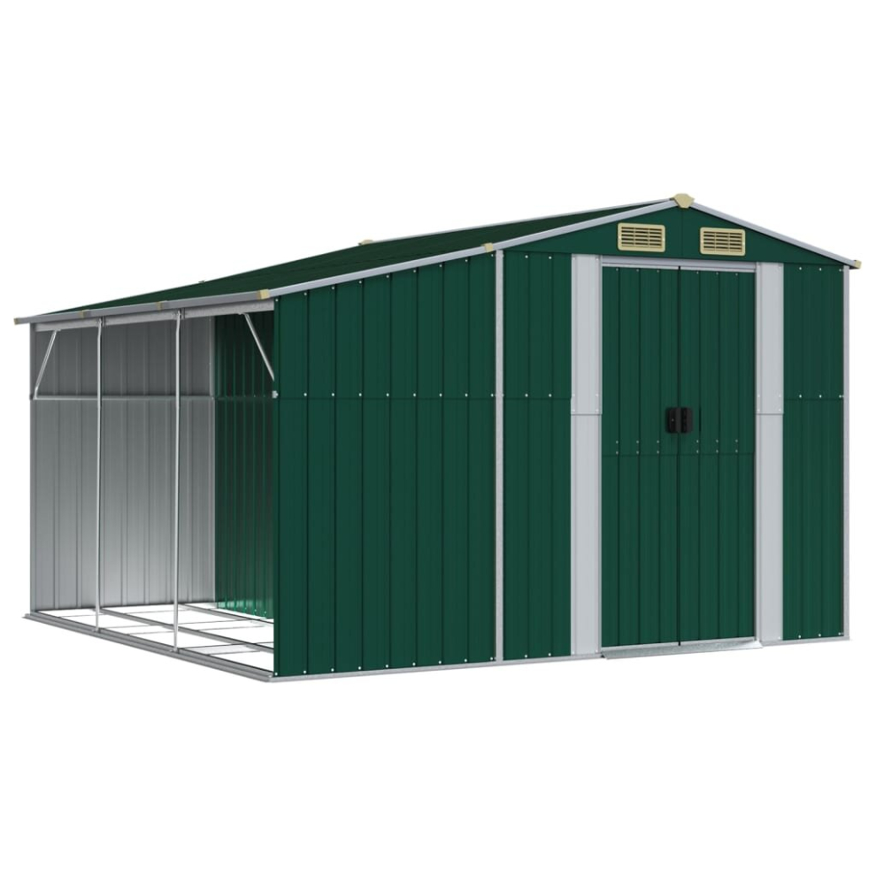 (green, 277 x 279 x 179 cm) vidaXL Garden Shed Metal Shed Outdoor Storage Shed Anthracite Galvanised Steel