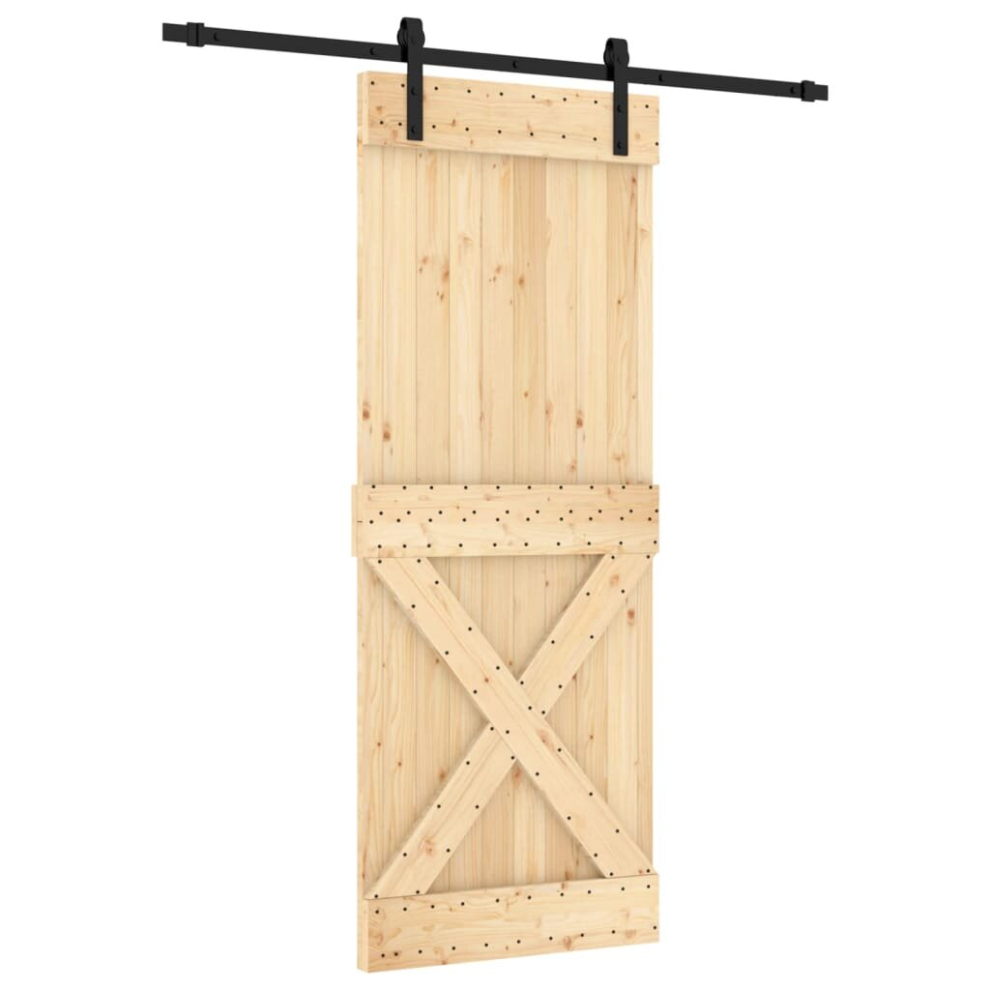 vidaXL Sliding Door Barn Door with Hardware Set Interior Door Solid Wood Pine
