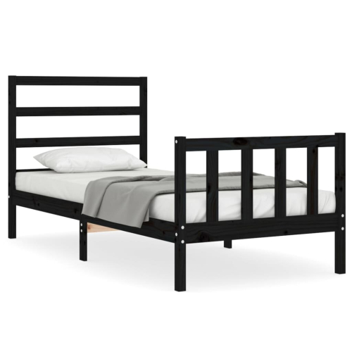 VidaXL (black, 75 x 190 cm) vidaXL Bed Frame Bed Base Platform Bed with Headboard White Double Solid Wood 1