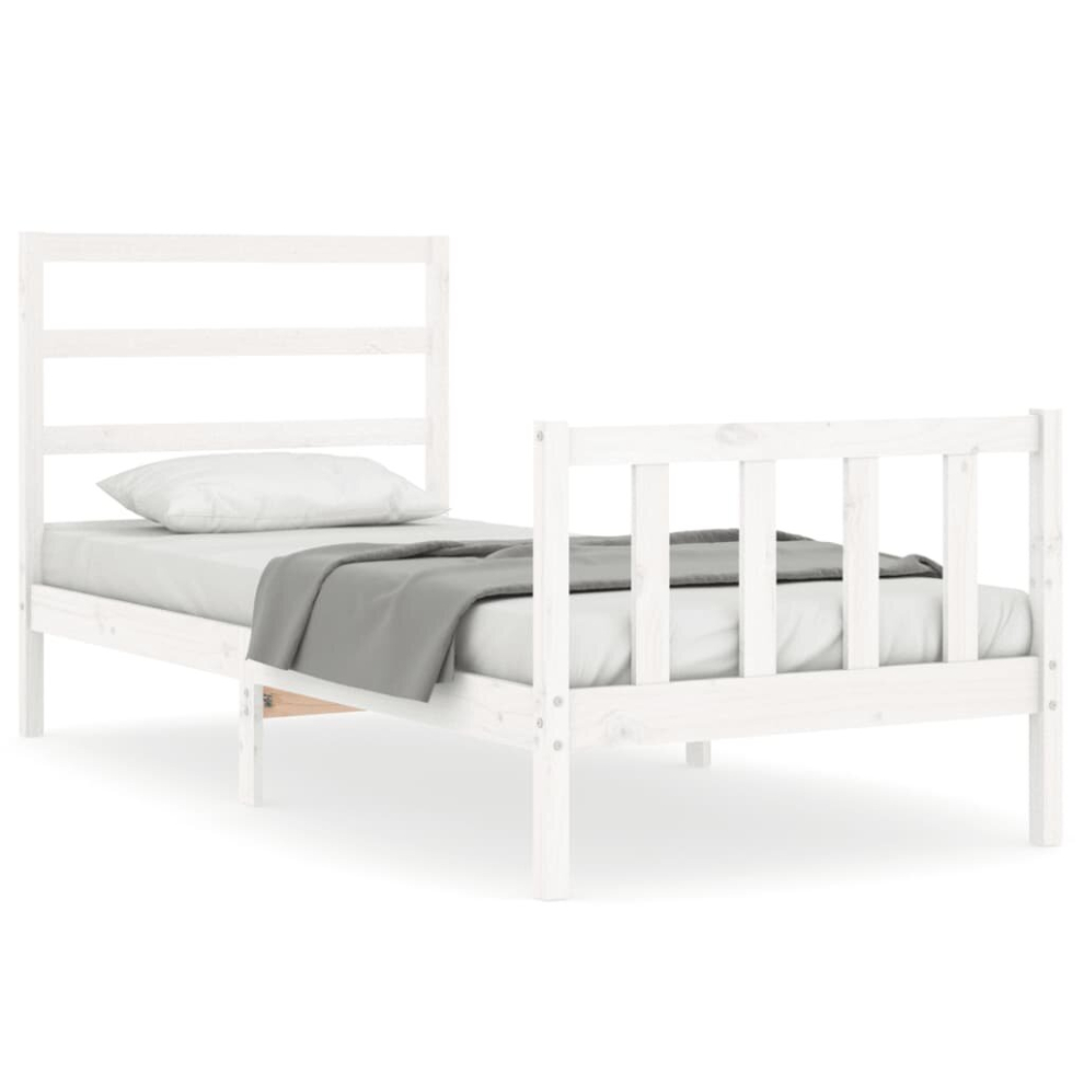 (white, 90 X 190 cm) vidaXL Bed Frame Bed Base Platform Bed With Headboard White Double Solid Wood