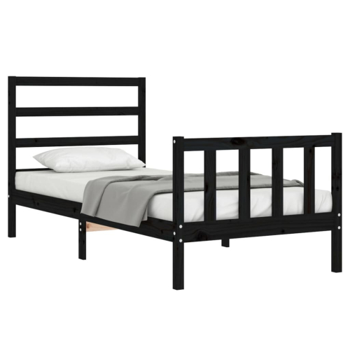 VidaXL (black, 75 x 190 cm) vidaXL Bed Frame Bed Base Platform Bed with Headboard White Double Solid Wood 2