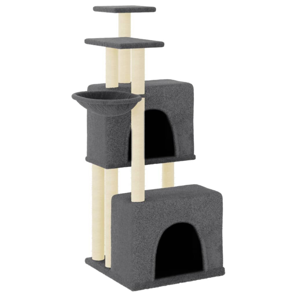 (dark grey) vidaXL Cat Tree Cat Tower with Sisal Scratching Posts Cat Cando Light Grey