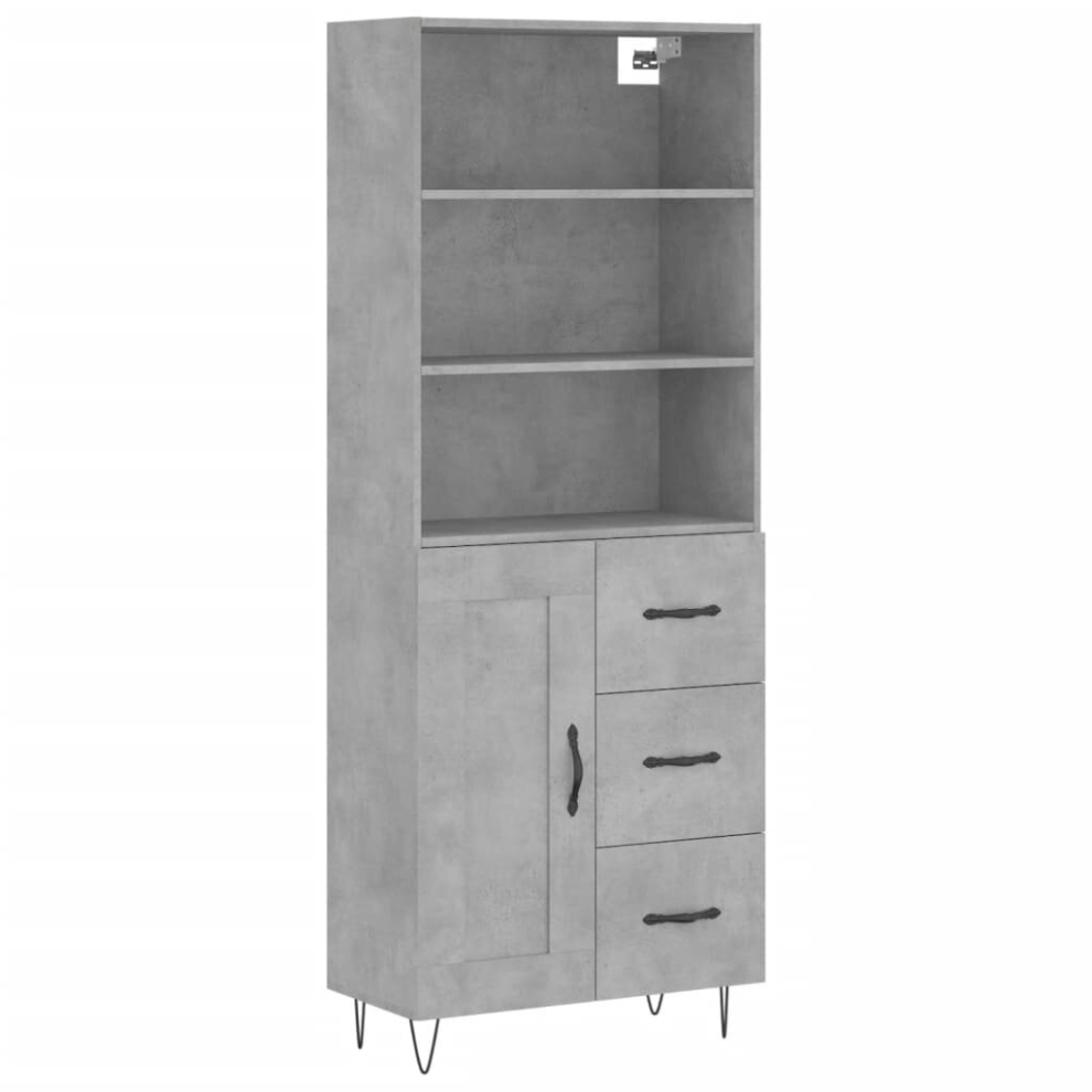 Vidaxl (Concrete Grey, 1 Wood Door 3 Drawers) Highboard Sideboard Cupboard Side Cabinet Sonoma Oak Engineered Wood