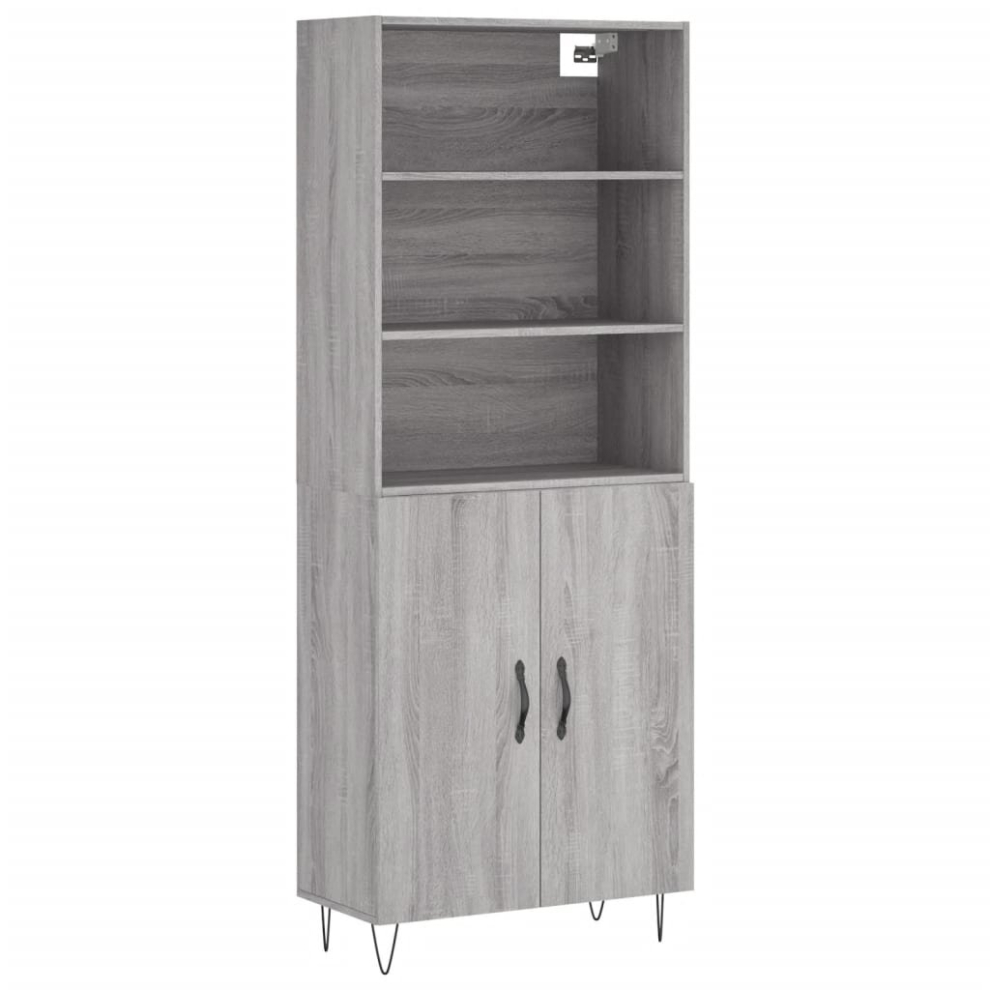 (grey sonoma, 2 doors) vidaXL Highboard Sideboard Cupboard Side Cabinet Sonoma Oak Engineered Wood