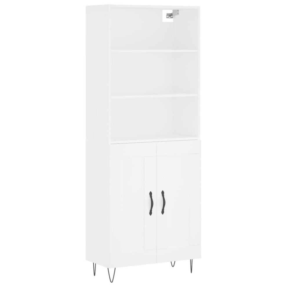 Vidaxl (White, 2 Wood Doors) Highboard Sideboard Cupboard Side Cabinet Sonoma Oak Engineered Wood