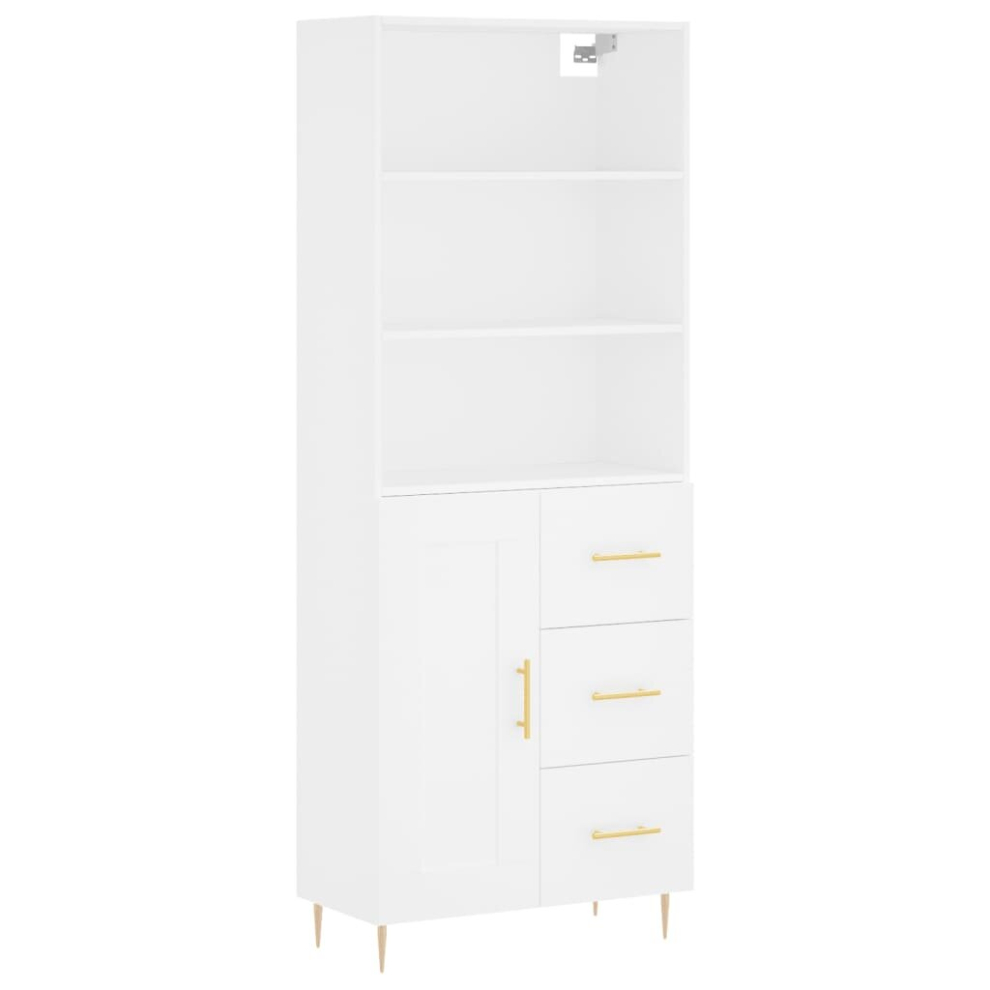 (white, 1 wood door 3 drawers) vidaXL Highboard Sideboard Cupboard Side Cabinet Sonoma Oak Engineered Wood