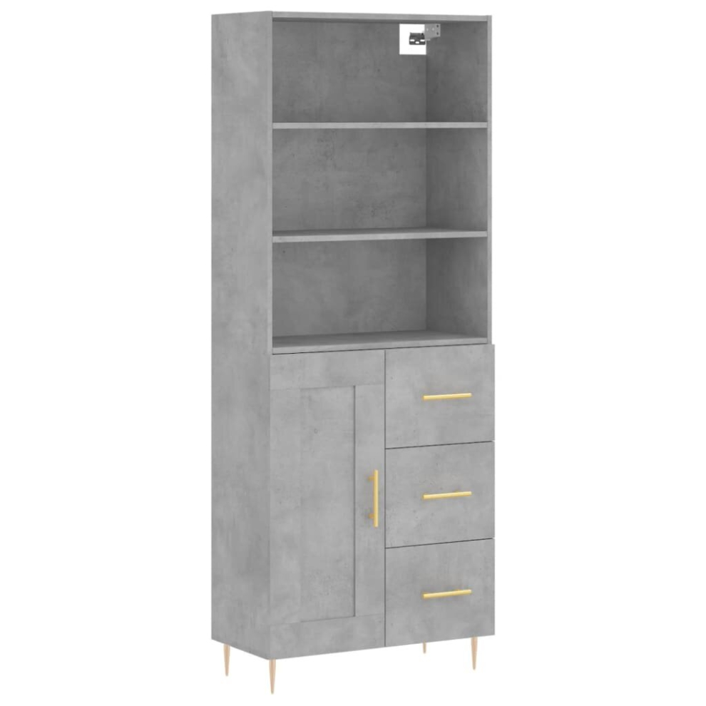 (concrete grey, 1 wood door 3 drawers) vidaXL Highboard Sideboard Cupboard Side Cabinet Sonoma Oak Engineered Wood