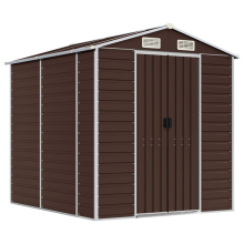 (brown, 191 x 215 x 198 cm) vidaXL Garden Shed Outdoor Storage Shed Patio Yard Tool Shed Galvanised Steel