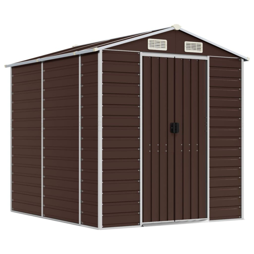 Vidaxl (Brown, 191 X 215 X 198 Cm) Garden Shed Outdoor Storage Shed Patio Yard Tool Shed Galvanised Steel