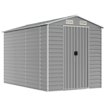 (light grey, 191 x 300 x 198 cm) vidaXL Garden Shed Outdoor Storage Shed Patio Yard Tool Shed Galvanised Steel