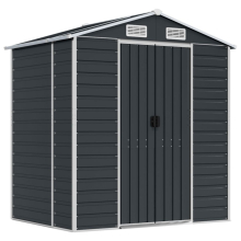 (anthracite, 191 x 130 x 198 cm) vidaXL Garden Shed Outdoor Storage Shed Patio Yard Tool Shed Galvanised Steel