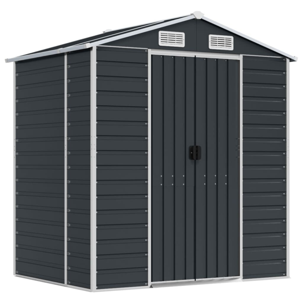 Vidaxl (Anthracite, 191 X 130 X 198 Cm) Garden Shed Outdoor Storage Shed Patio Yard Tool Shed Galvanised Steel