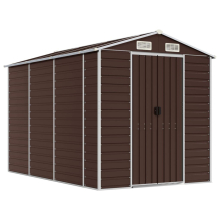 (brown, 191 x 300 x 198 cm) vidaXL Garden Shed Outdoor Storage Shed Patio Yard Tool Shed Galvanised Steel