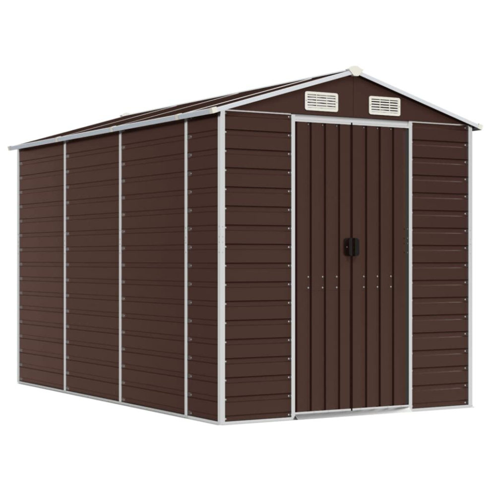 Vidaxl (Brown, 191 X 300 X 198 Cm) Garden Shed Outdoor Storage Shed Patio Yard Tool Shed Galvanised Steel