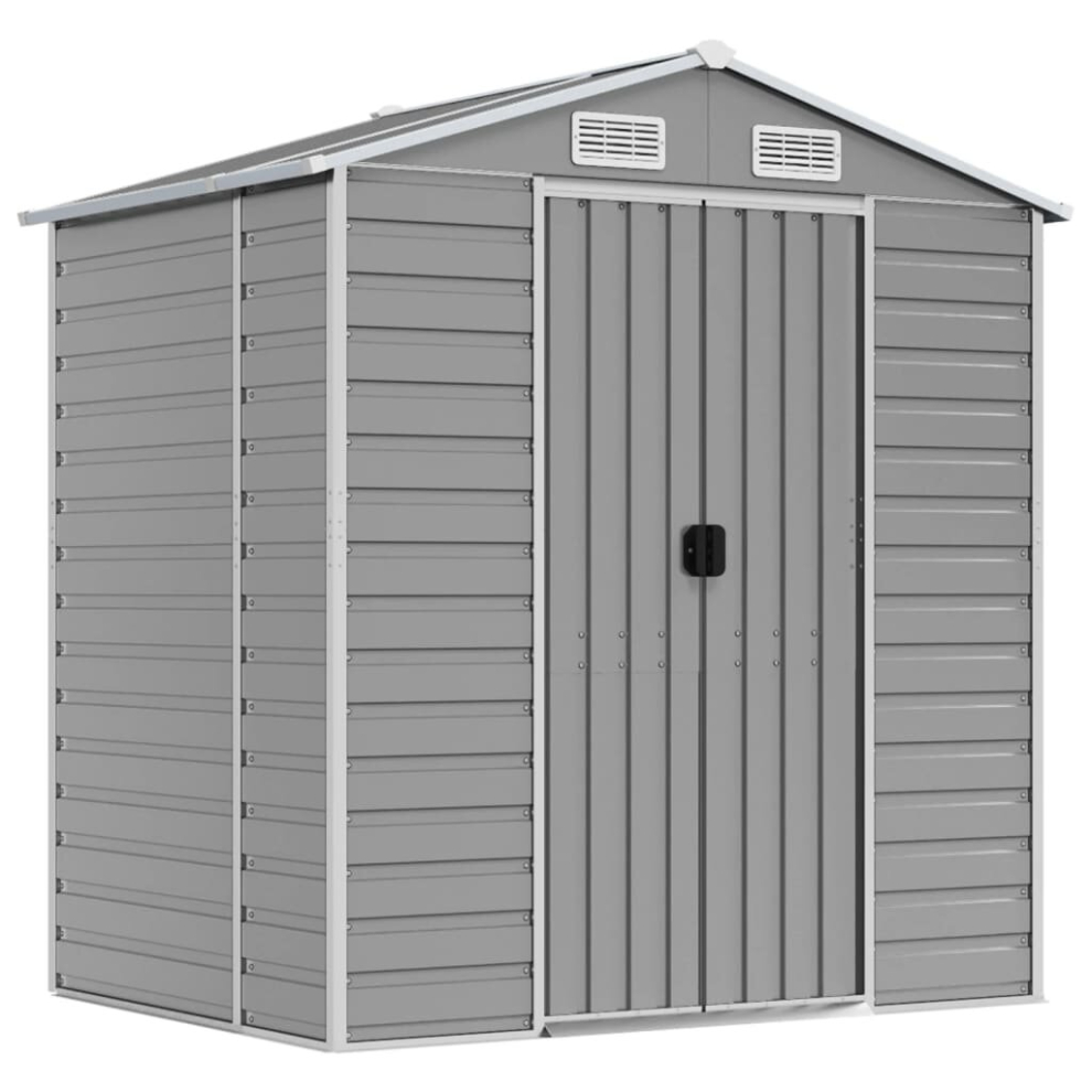 Vidaxl (Light Grey, 191 X 130 X 198 Cm) Garden Shed Outdoor Storage Shed Patio Yard Tool Shed Galvanised Steel