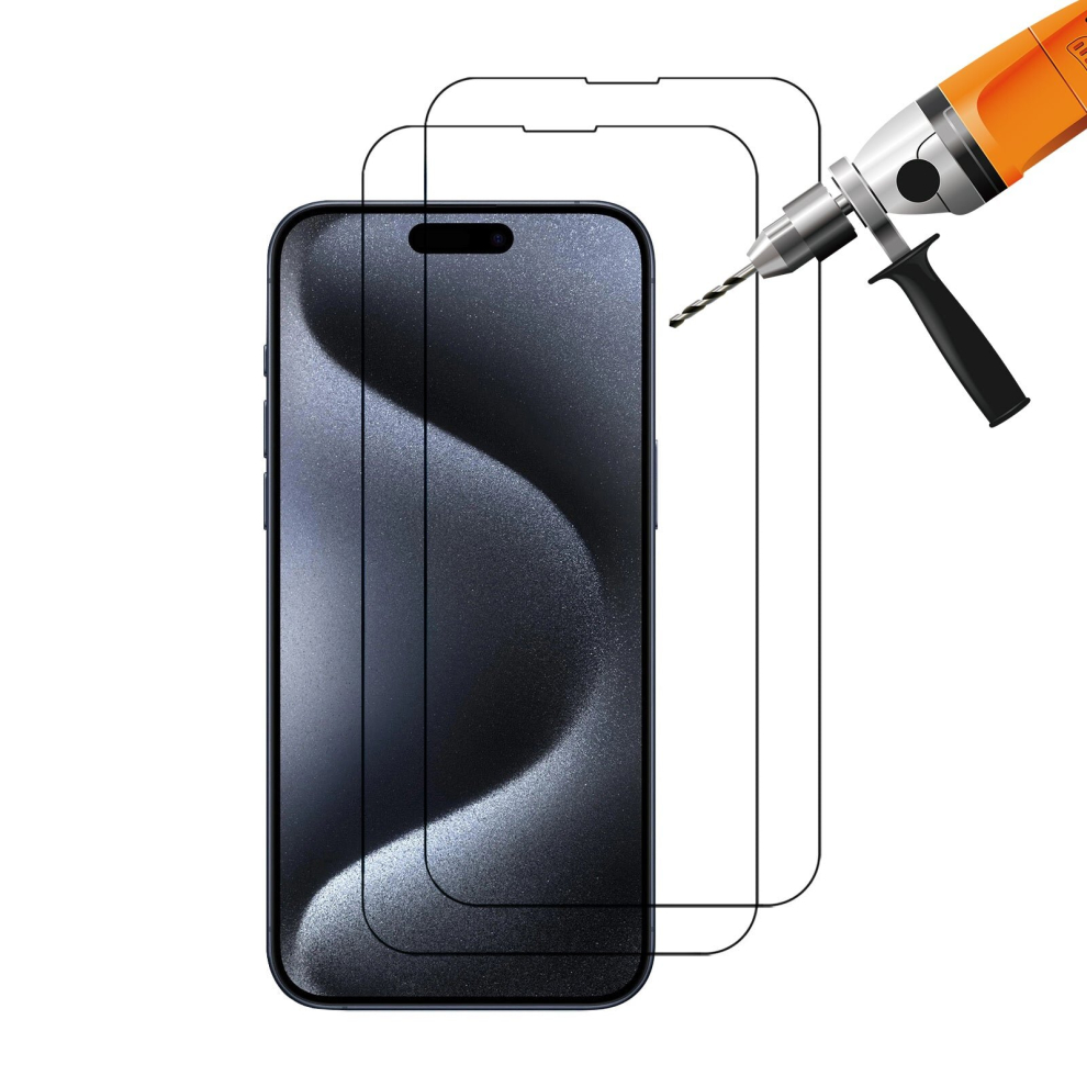 2Pcs 9H Tempered Glass Screen Protector Guard For Apple Iphone 15 Pro Front 3147102052449