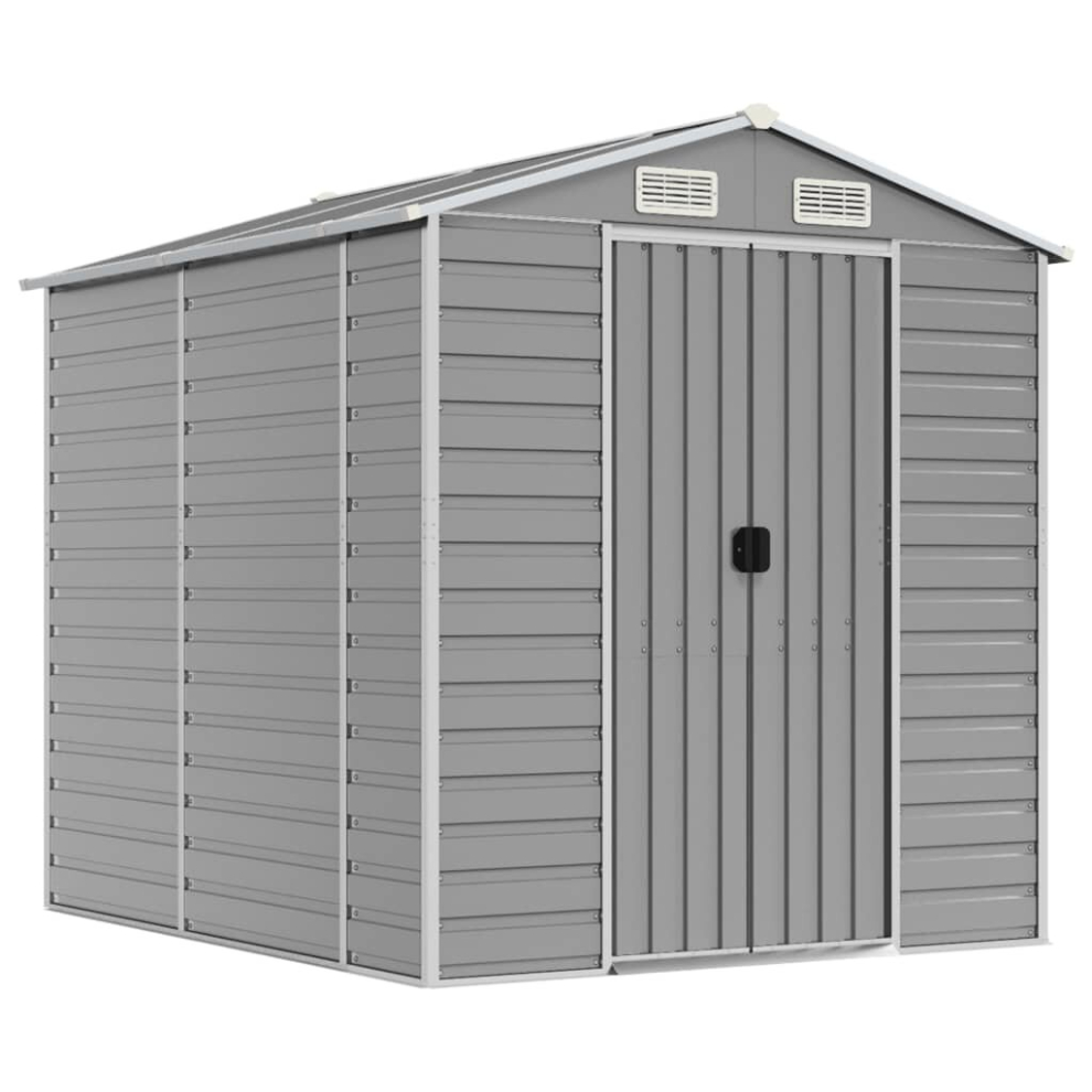 Vidaxl (Light Grey, 191 X 215 X 198 Cm) Garden Shed Outdoor Storage Shed Patio Yard Tool Shed Galvanised Steel