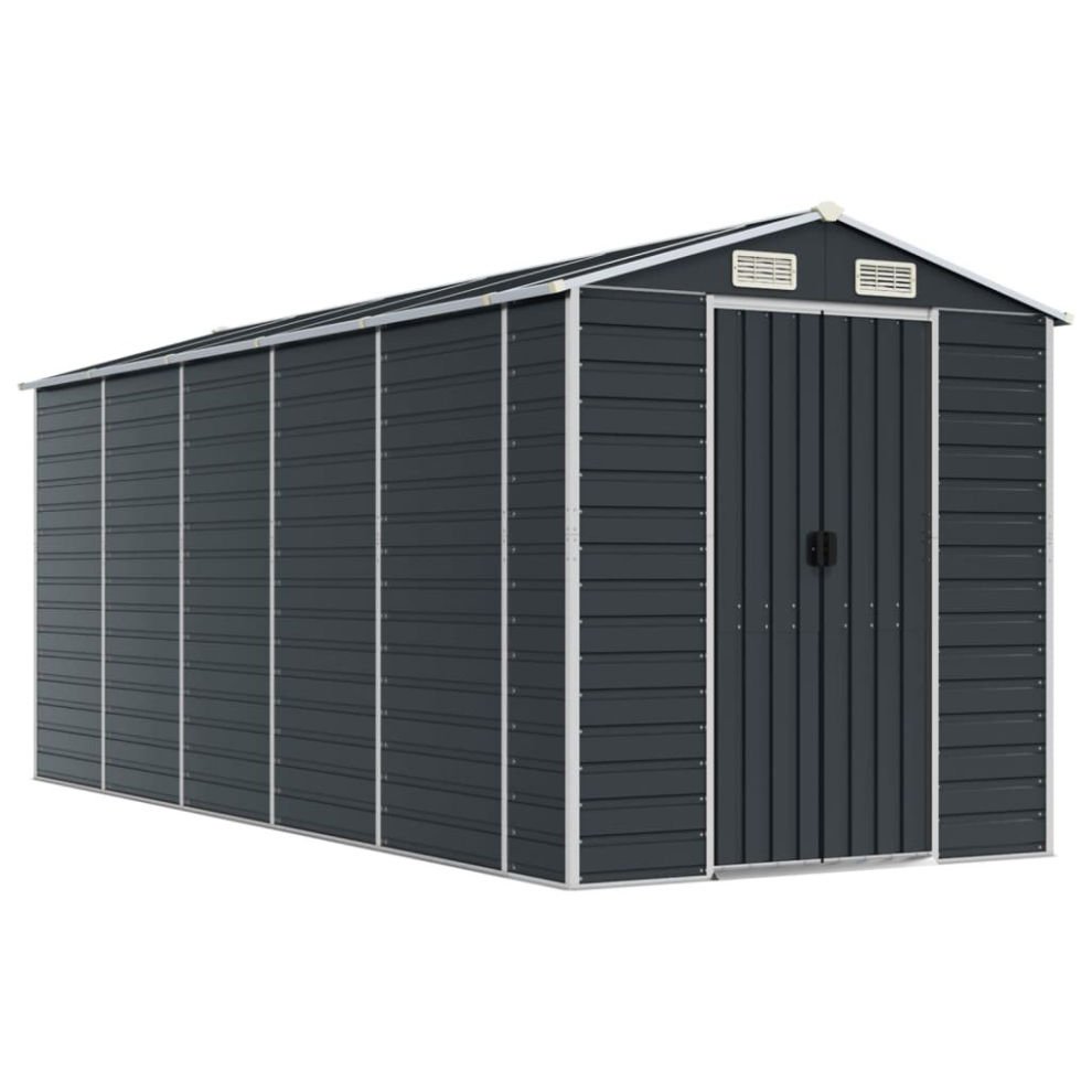 Vidaxl (Anthracite, 191 X 470 X 198 Cm) Garden Shed Outdoor Storage Shed Patio Yard Tool Shed Galvanised Steel