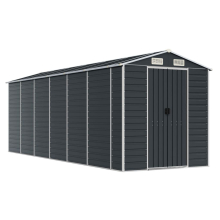 (anthracite, 191 x 555 x 198 cm) vidaXL Garden Shed Outdoor Storage Shed Patio Yard Tool Shed Galvanised Steel