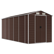 (brown, 191 x 470 x 198 cm) vidaXL Garden Shed Outdoor Storage Shed Patio Yard Tool Shed Galvanised Steel
