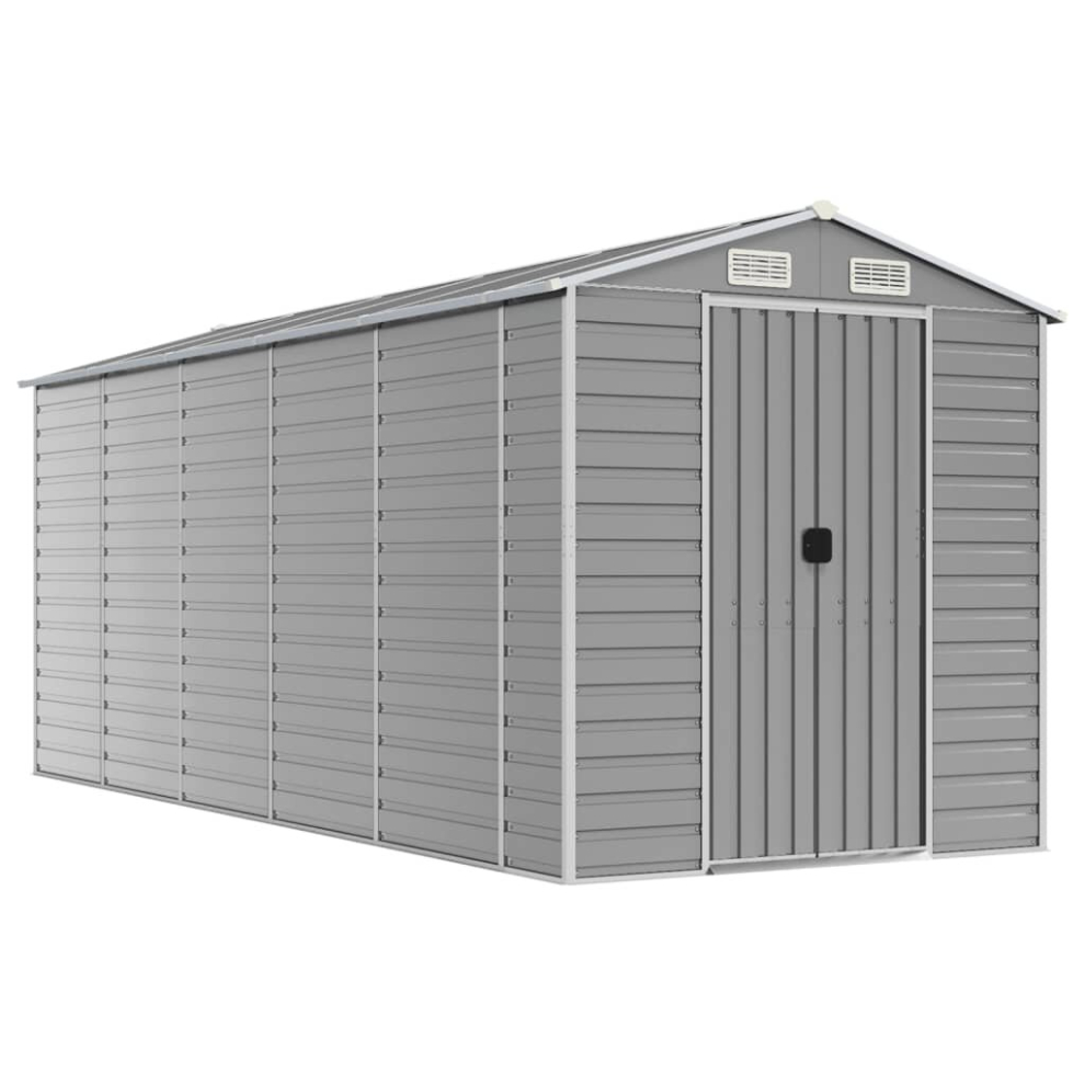 Vidaxl (Light Grey, 191 X 470 X 198 Cm) Garden Shed Outdoor Storage Shed Patio Yard Tool Shed Galvanised Steel