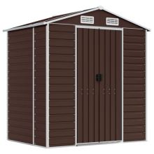 (brown, 191 x 130 x 198 cm) vidaXL Garden Shed Outdoor Storage Shed Patio Yard Tool Shed Galvanised Steel