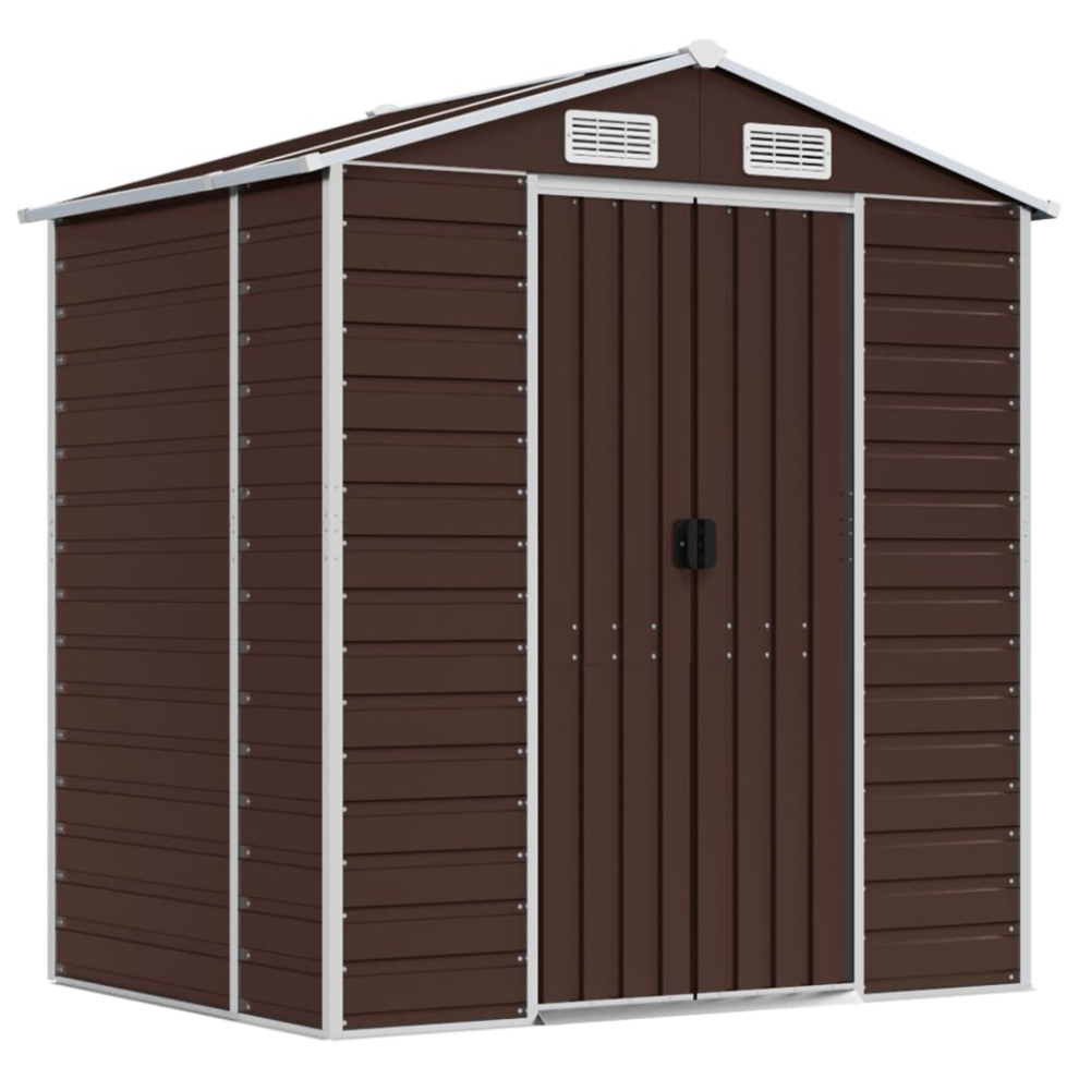 Vidaxl (Brown, 191 X 130 X 198 Cm) Garden Shed Outdoor Storage Shed Patio Yard Tool Shed Galvanised Steel