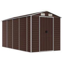 (brown, 191 x 385 x 198 cm) vidaXL Garden Shed Outdoor Storage Shed Patio Yard Tool Shed Galvanised Steel