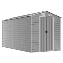 (light grey, 191 x 385 x 198 cm) vidaXL Garden Shed Outdoor Storage Shed Patio Yard Tool Shed Galvanised Steel