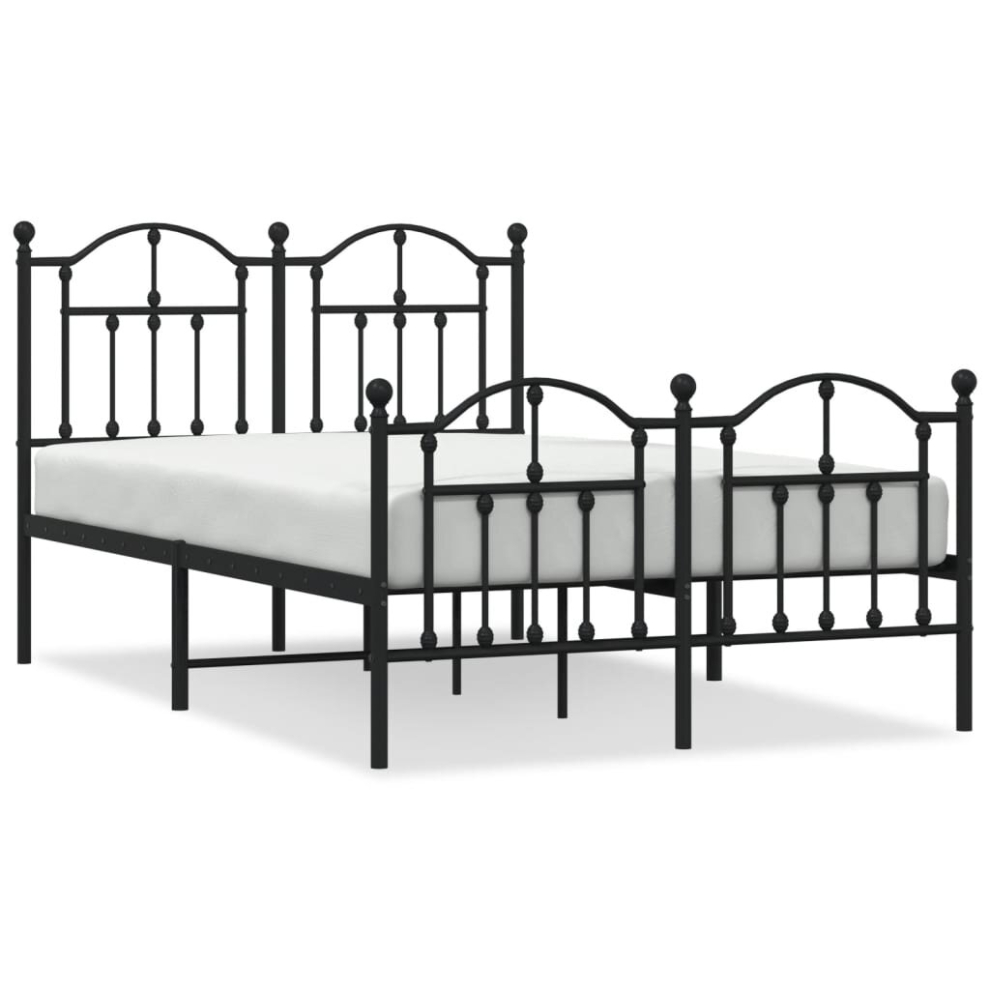 Vidaxl (Black, 120 X 200/With Headboard & Footboard) Metal Bed Frame Bedroom Platform Bed Base Bedstead Mattress Foundation