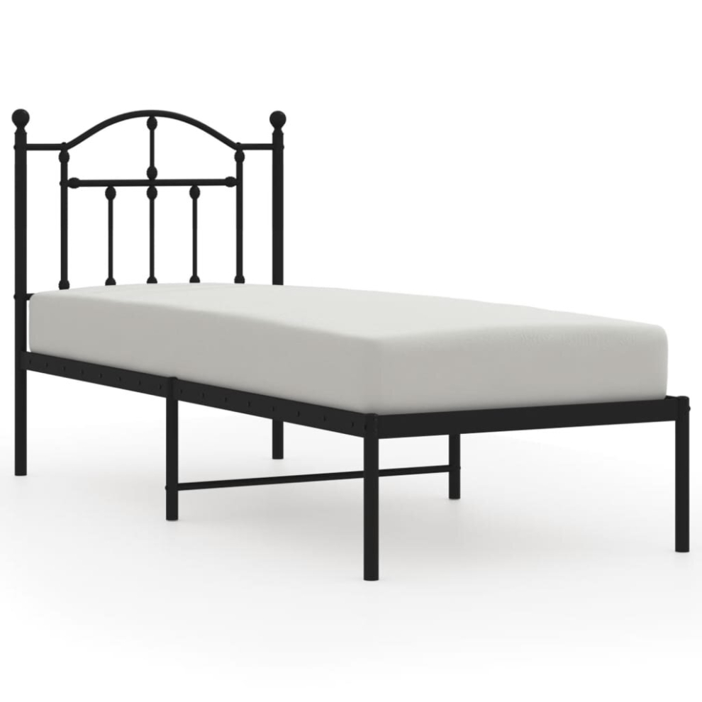 (black, 75 x 190/with headboard) vidaXL Metal Bed Frame Bed Base with Headboard Black 120x190 cm 4FT Small Double