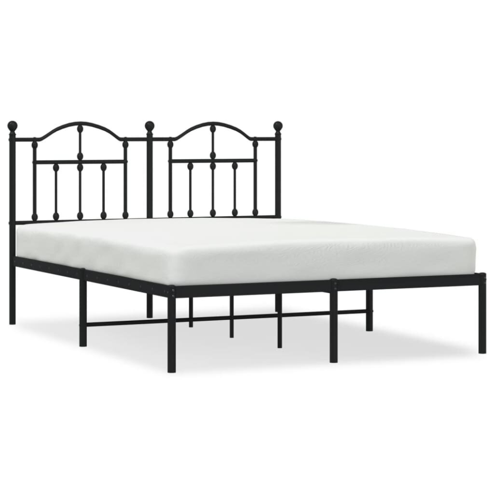 (black, 150 x 200/with headboard) vidaXL Metal Bed Frame Bed Base with Headboard Black 120x190 cm 4FT Small Double