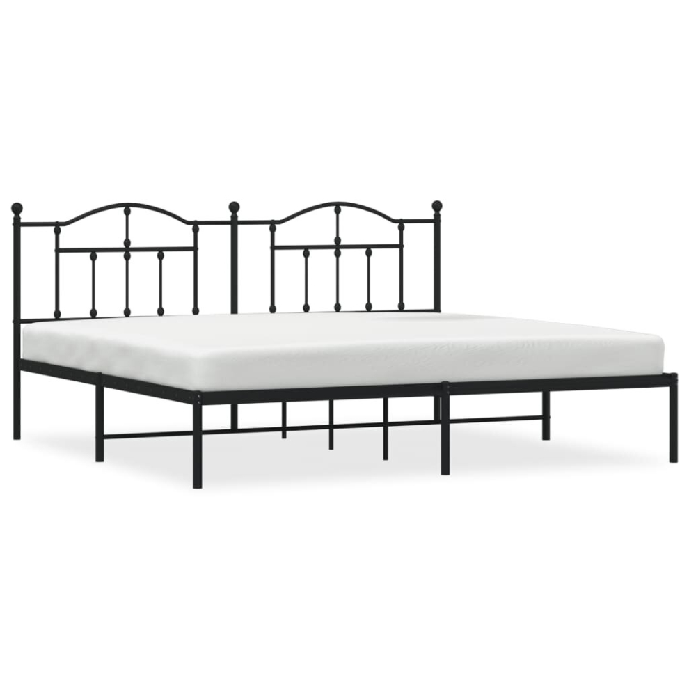 Vidaxl (Black, 193 X 203/With Headboard) Metal Bed Frame Bedroom Platform Bed Base Bedstead Mattress Foundation