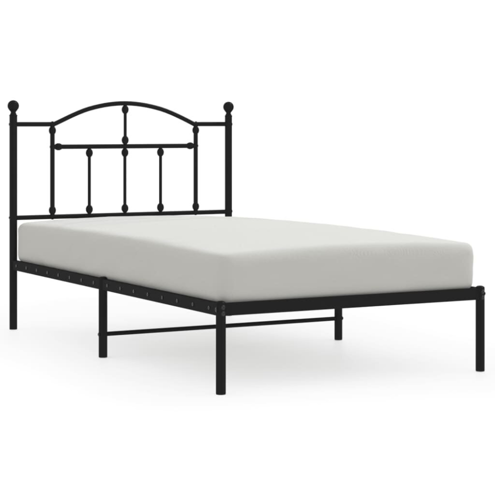 Vidaxl (Black, 100 X 190/With Headboard) Metal Bed Frame Bedroom Platform Bed Base Bedstead Mattress Foundation