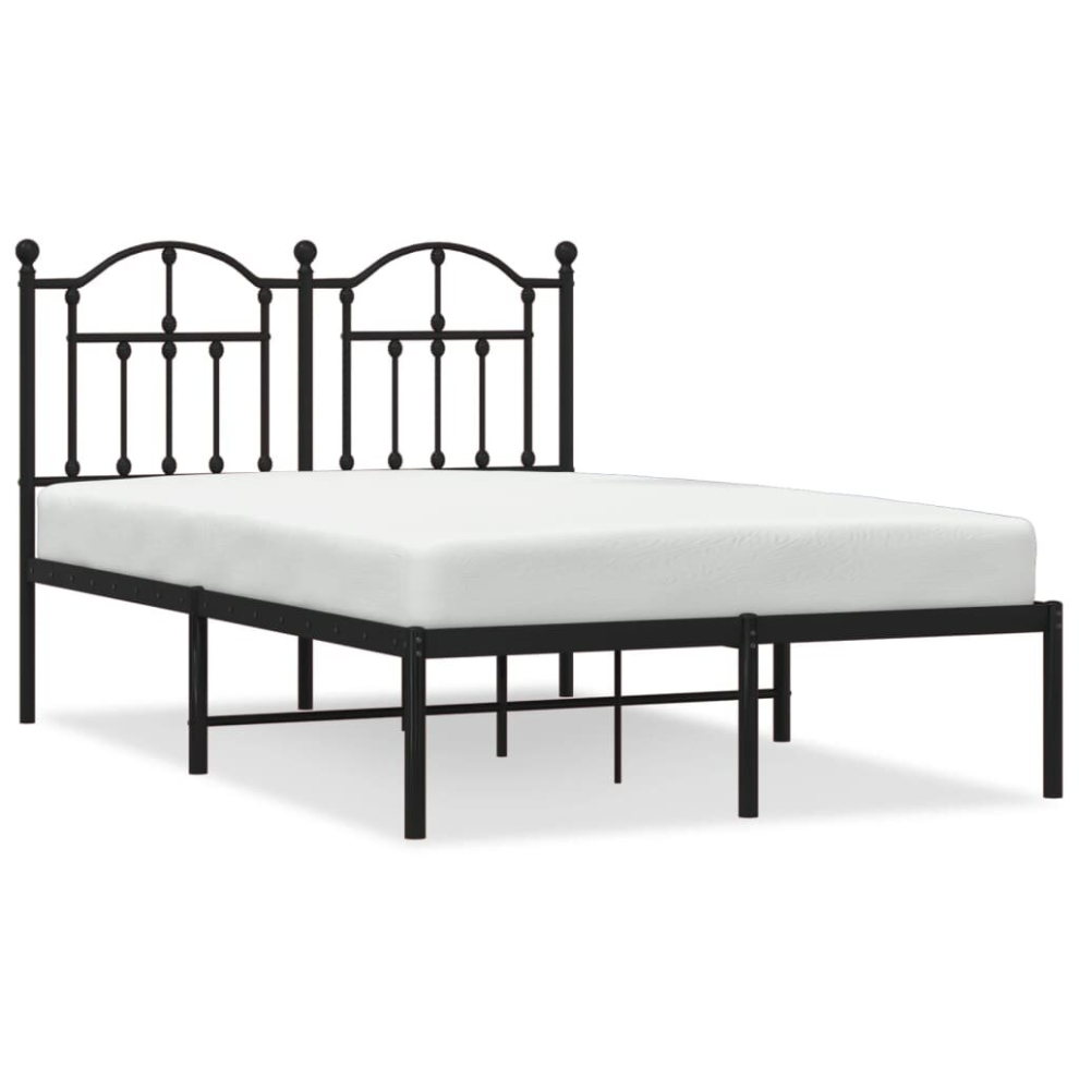 Vidaxl (Black, 120 X 190/With Headboard) Metal Bed Frame Bedroom Platform Bed Base Bedstead Mattress Foundation