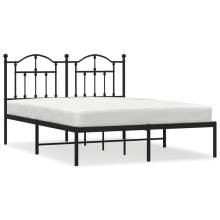 (black, 140 x 190/with headboard) vidaXL Metal Bed Frame Bedroom Platform Bed Base Bedstead Mattress Foundation