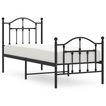 (black, 75 x 190/with headboard & footboard) vidaXL Metal Bed Frame Bedroom Platform Bed Base Bedstead Mattress Foundation