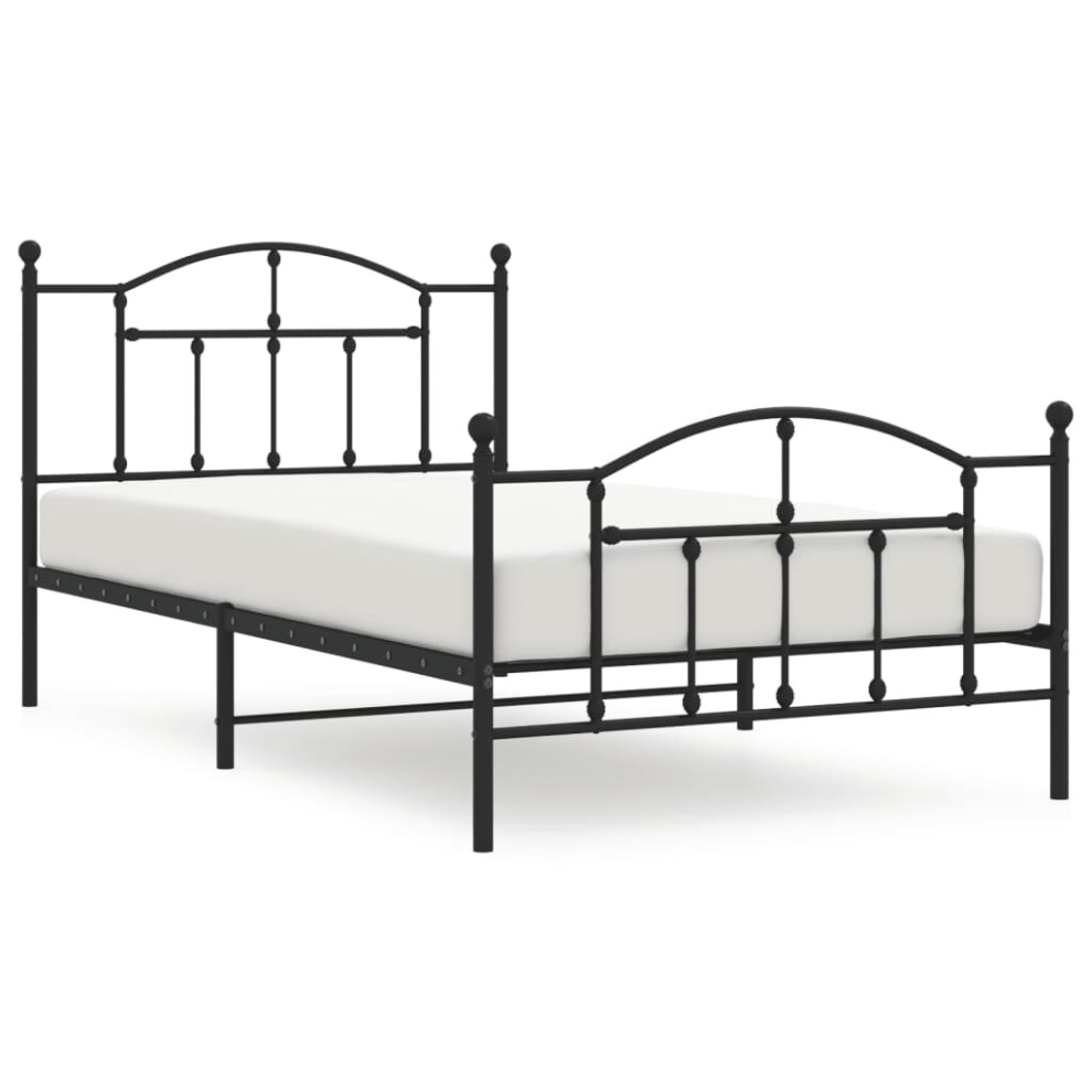 Vidaxl (Black, 100 X 200/With Headboard & Footboard) Metal Bed Frame Bedroom Platform Bed Base Bedstead Mattress Foundation