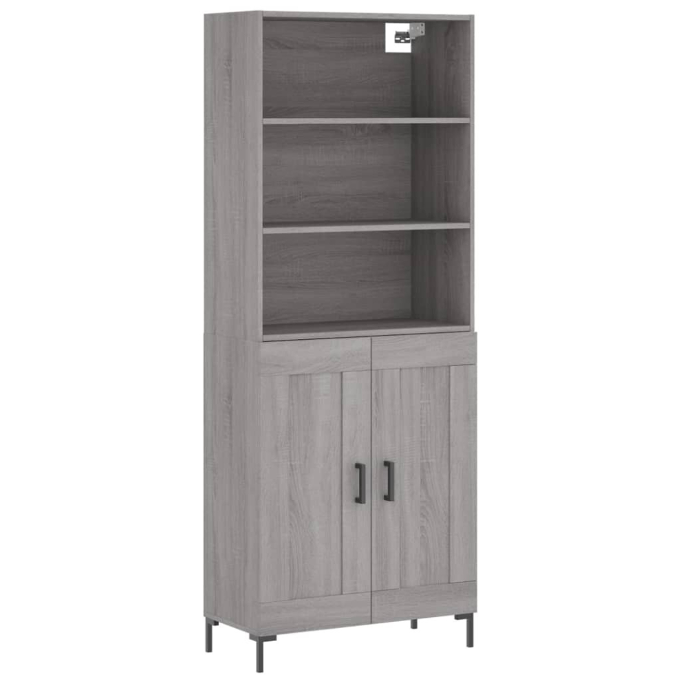 (grey sonoma, 2 wood doors) vidaXL Highboard Sideboard Storage Cabinet Side Cabinet White Engineered Wood