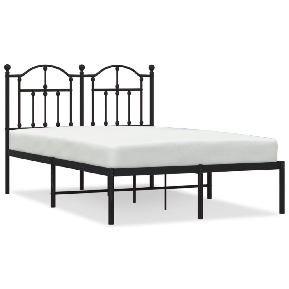 Vidaxl (Black, 120 X 200/With Headboard) Metal Bed Frame Bedroom Platform Bed Base Bedstead Mattress Foundation