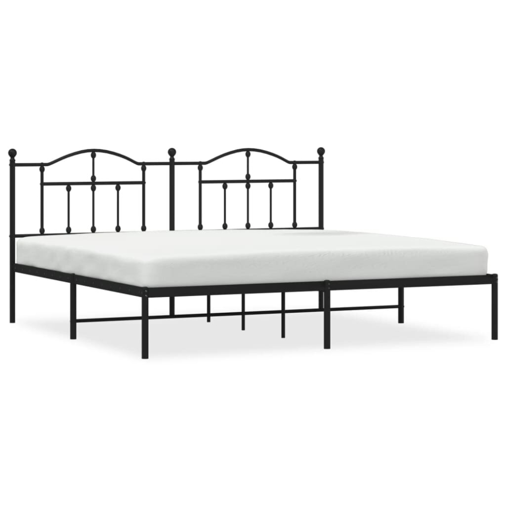Vidaxl (Black, 200 X 200/With Headboard) Metal Bed Frame Bedroom Platform Bed Base Bedstead Mattress Foundation