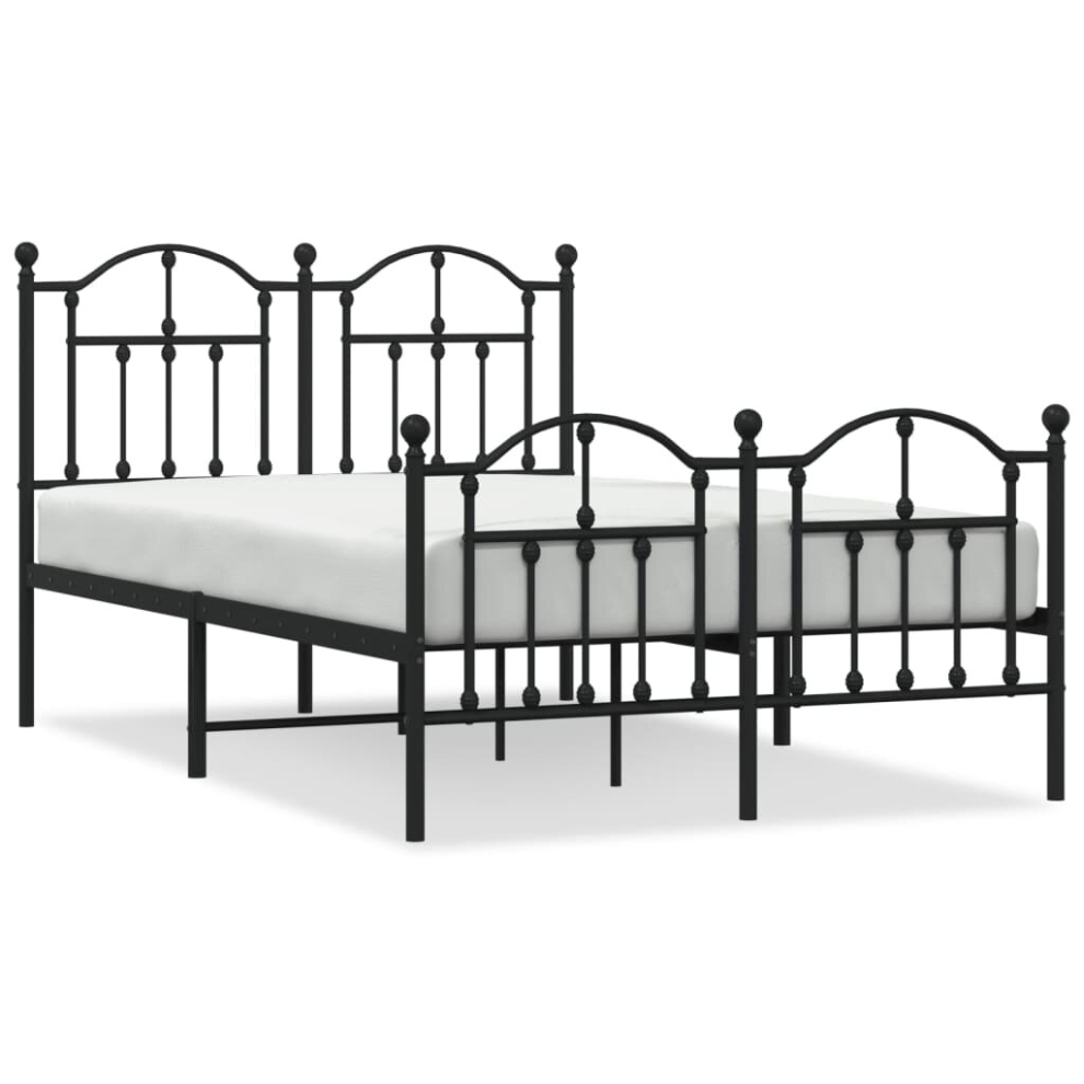 Vidaxl (Black, 120 X 190/With Headboard & Footboard) Metal Bed Frame Bedroom Platform Bed Base Bedstead Mattress Foundation