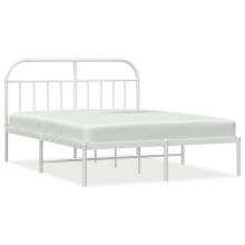 (white, 180 x 200/with headboard) vidaXL Metal Bed Frame Bedroom Bed Base Bedstead Metal Matress Foundation