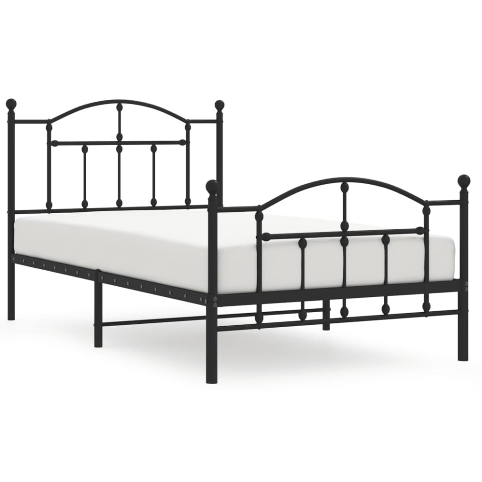 (black, 100 x 190/with headboard & footboard) vidaXL Metal Bed Frame Bed Base with Headboard Black 120x190 cm 4FT Small Double