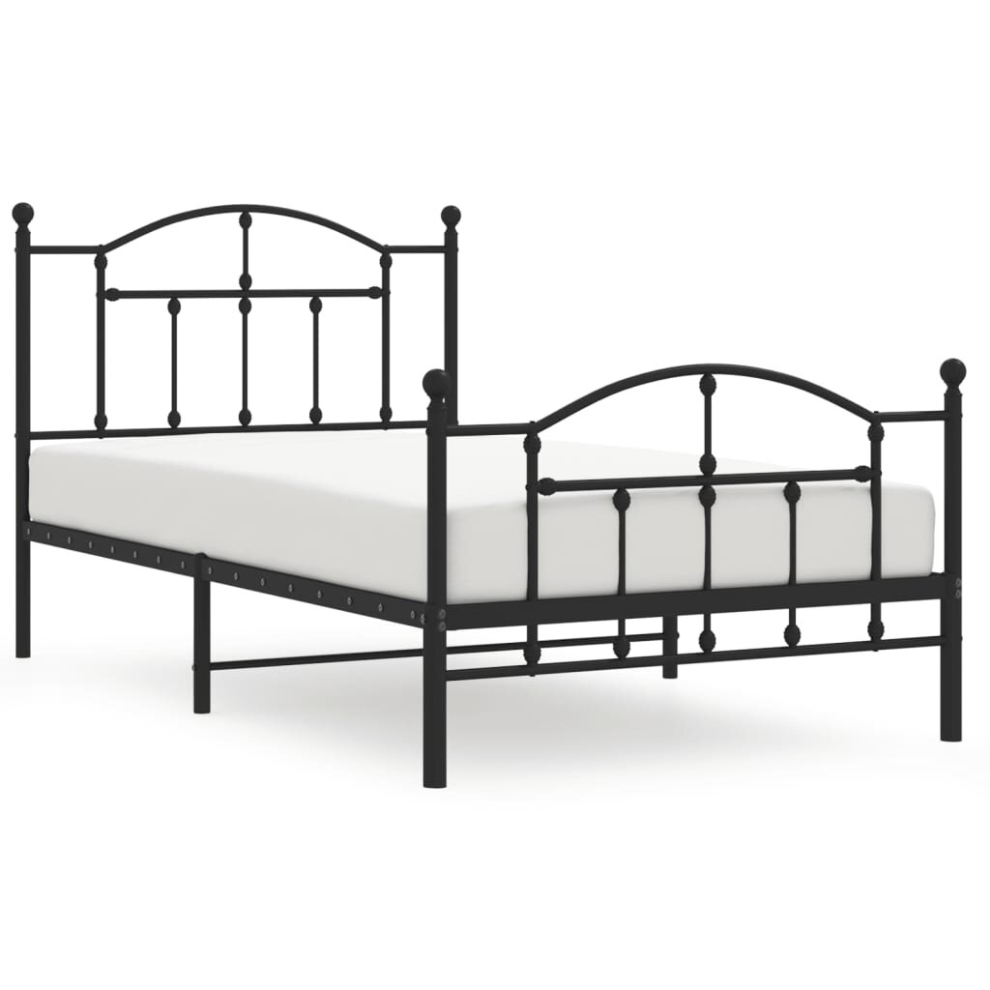 Vidaxl (Black, 100 X 190/With Headboard & Footboard) Metal Bed Frame Bedroom Platform Bed Base Bedstead Mattress Foundation